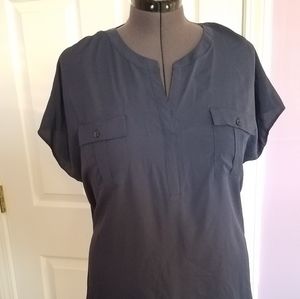 Navy Cap Sleeve Blouse